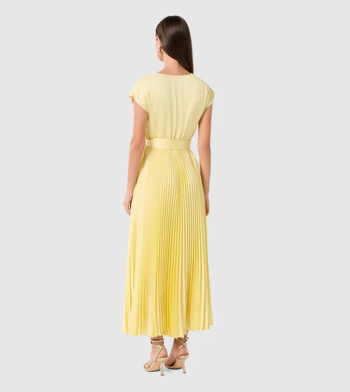 forever new  CATHERINE Belted Pleated Midi Dress for Women | Best Price UAE